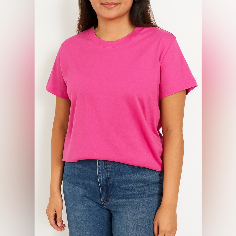 Express Relaxed Bright Pink 💯 % Prima Cotton Short Sleeve Top M NWOT